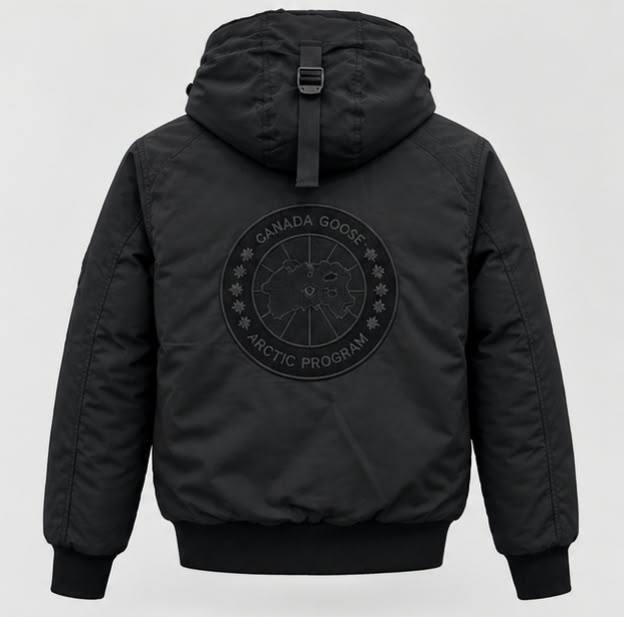 Bomber noir à capuche — Doublure orange