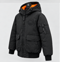 Bomber noir à capuche — Doublure orange